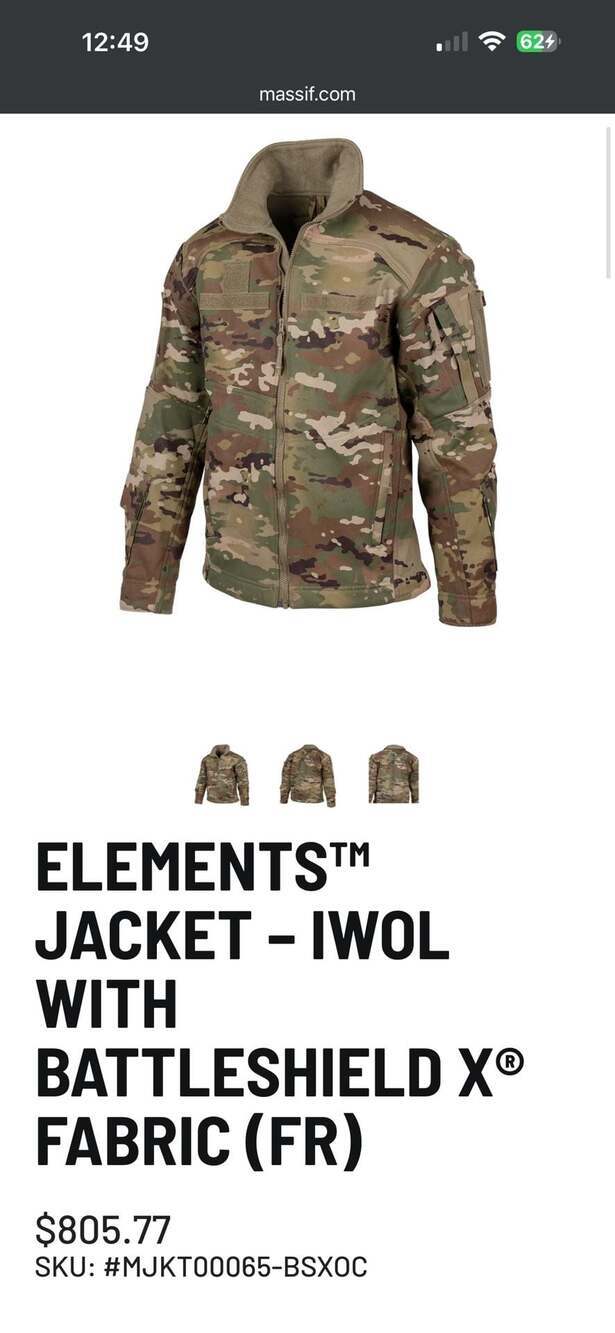 Massif Elements Jacket IWOL Flame Resistant (FR) OCP Multicam Softshell